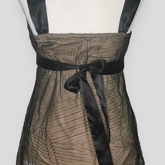 Black & Gold Mesh Overlay Y2K Milkmaid Tie Back Top Size Medium - Picture 4 of 7